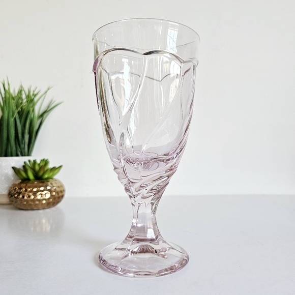 Vintage Noritake 1985 Sweet Swirl Clear Pink Water Goblet Iced Tea Glass - Picture 7 of 7